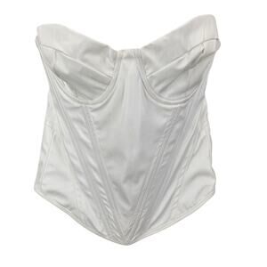 FASHION NOVA WHITE FAUX LEATHER STRAPLESS CORSET TOP – SIZE M – STYLE ST5331T
